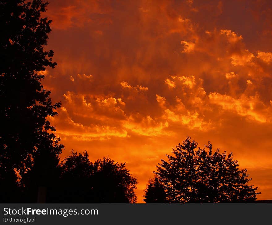 Sky, Red Sky At Morning, Afterglow, Nature