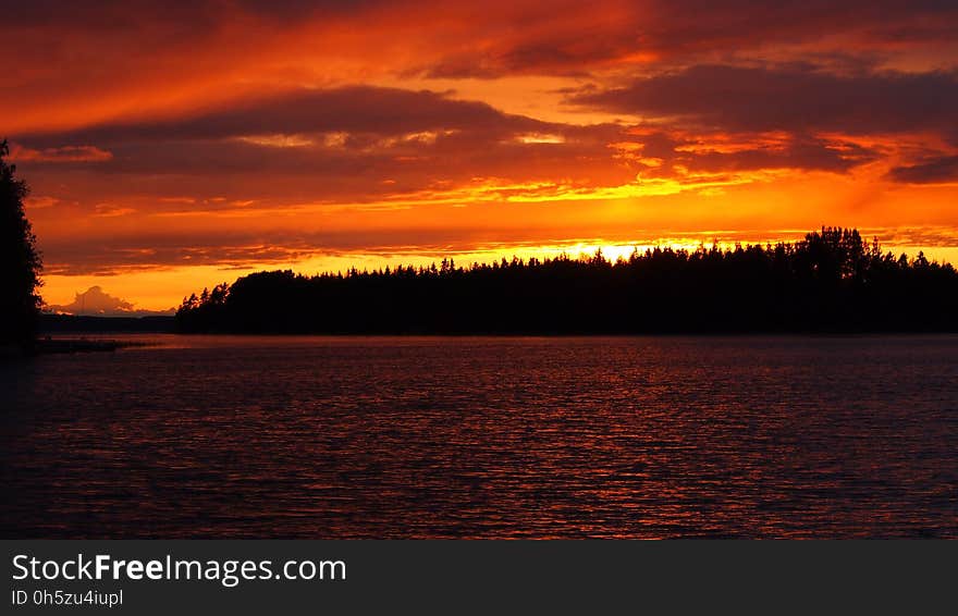 Sky, Afterglow, Sunset, Horizon