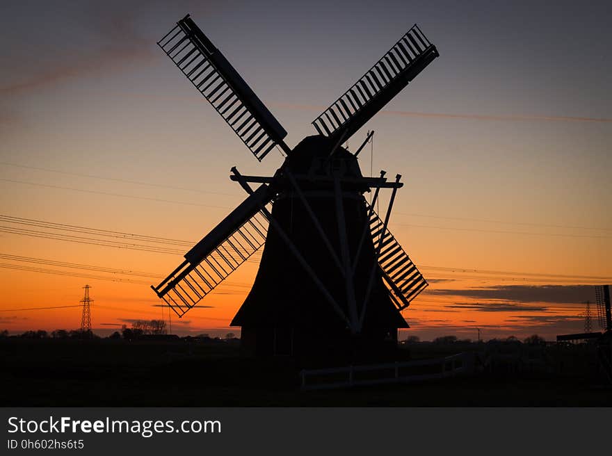 Windmill, Sky, Mill, Dawn