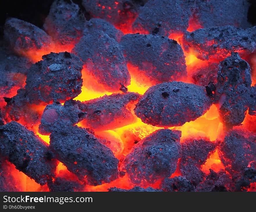 Geological Phenomenon, Lava, Fire, Coal