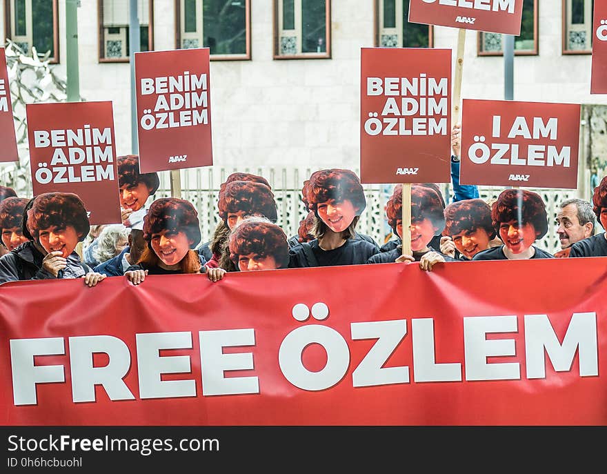 Avaaz-staffer Özlem has been jailed in Turkey along with other human rights defenders. Global citizens movement Avaaz near Turkish Embassy is calling for their liberation. July 25, 2017 - Near Turkish Embassy, Berlin, Germany. Avaaz-staffer Özlem has been jailed in Turkey along with other human rights defenders. Global citizens movement Avaaz near Turkish Embassy is calling for their liberation. July 25, 2017 - Near Turkish Embassy, Berlin, Germany.