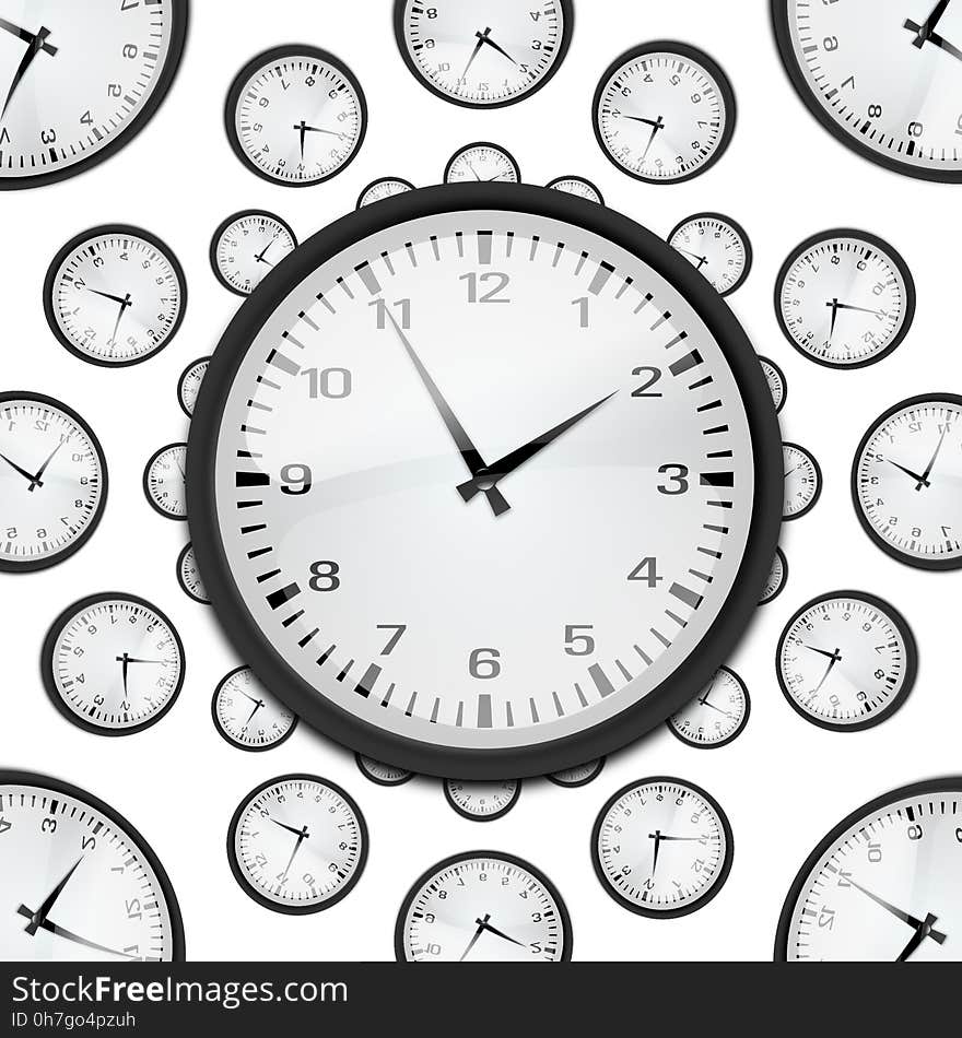 Clock, Black And White, Font, Circle