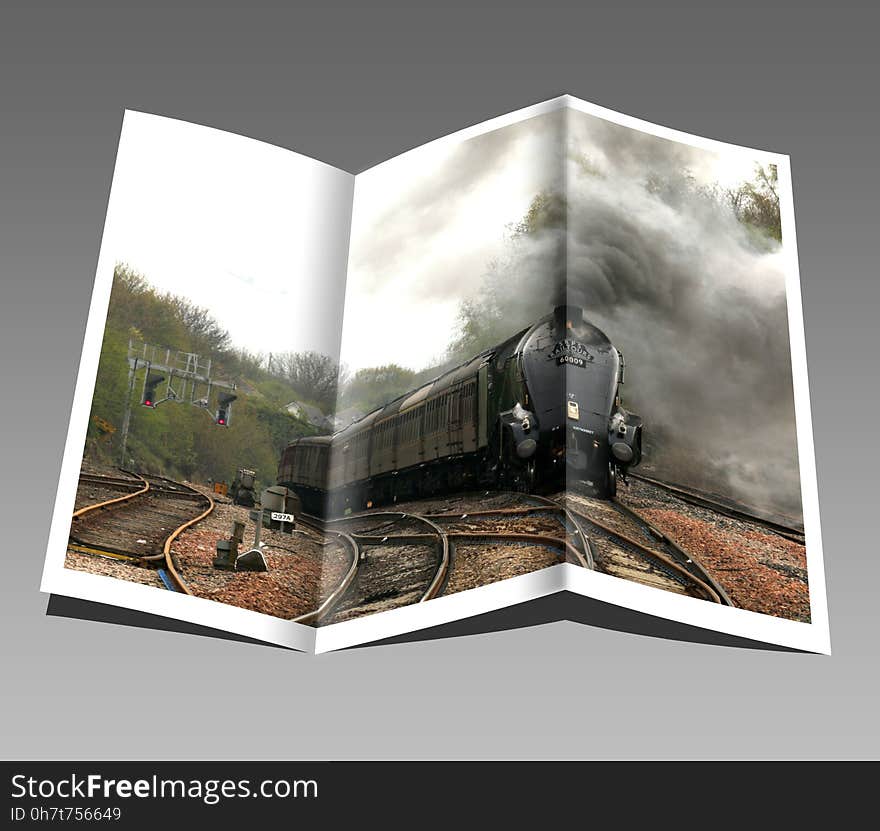 Booklet, Pamphlet, Train, Engine