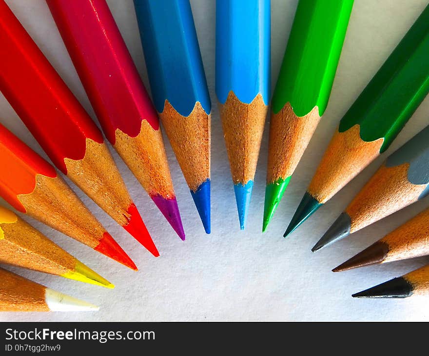 Pencil, Red, Close Up, Office Supplies