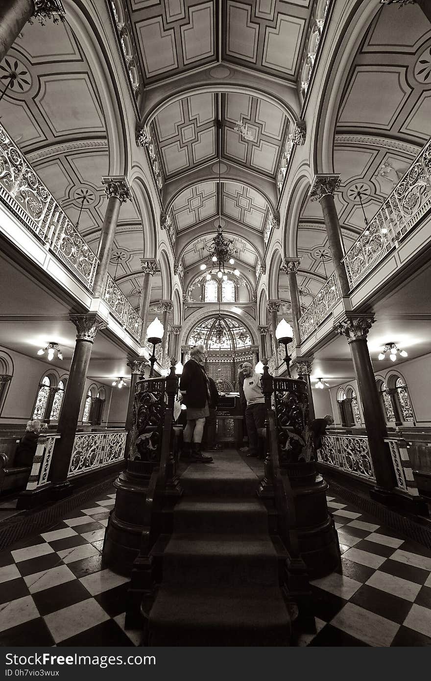 Black And White, Landmark, Arcade, Monochrome Photography