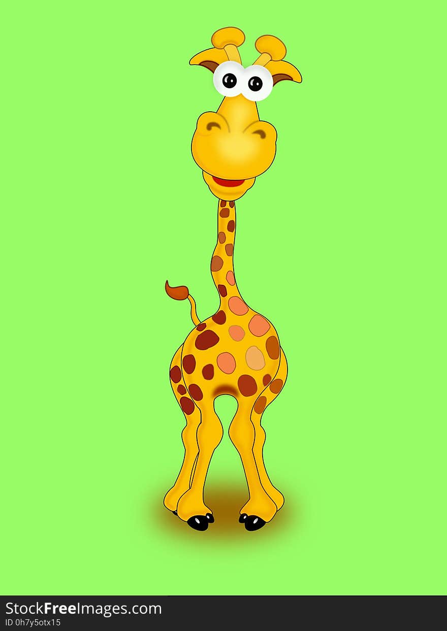 Giraffe, Giraffidae, Mammal, Cartoon