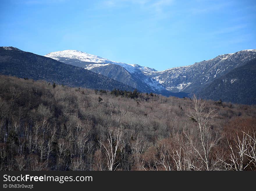 Snow Covered Mountain Under Sunny Cloudy Day