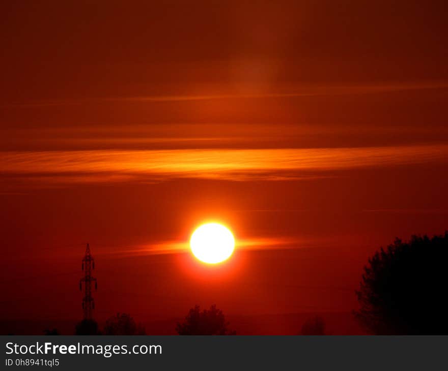 Sky, Afterglow, Red Sky At Morning, Sun