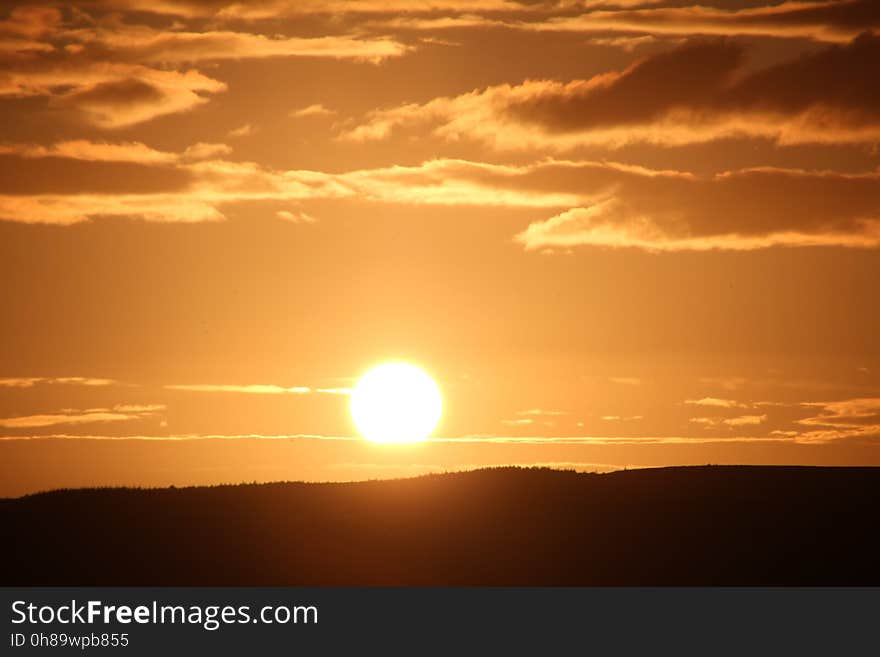 Sky, Afterglow, Horizon, Sun