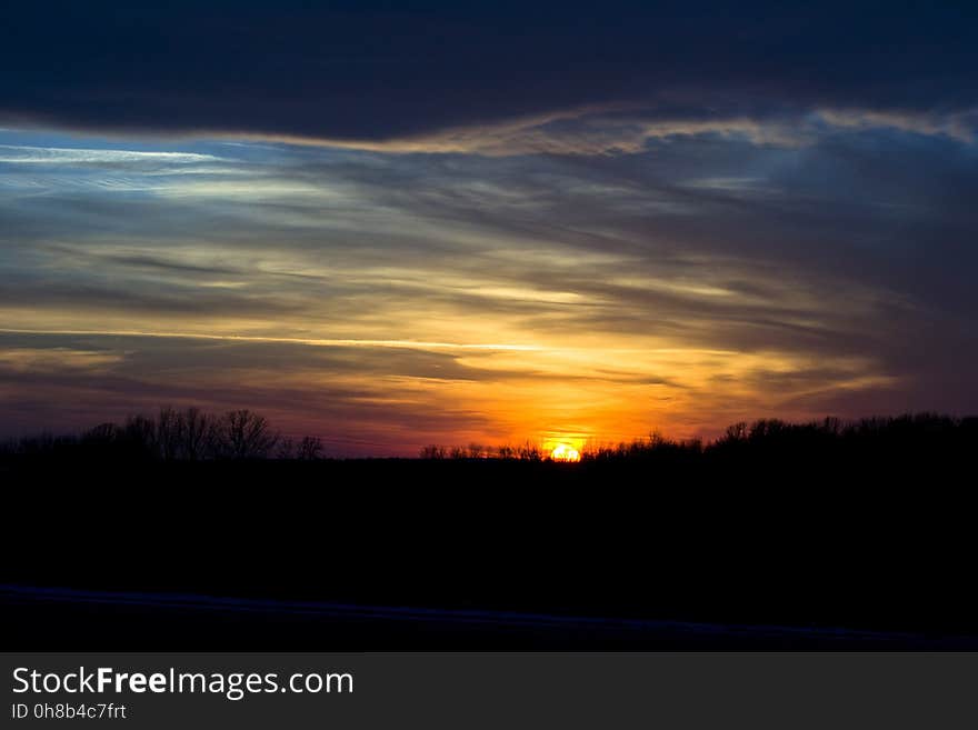 Sky, Horizon, Red Sky At Morning, Afterglow