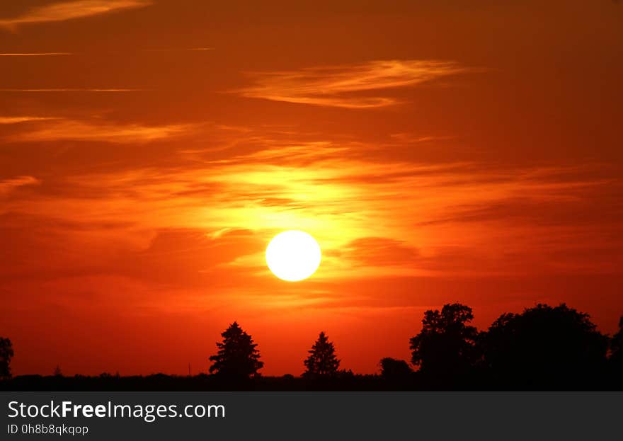 Sky, Afterglow, Red Sky At Morning, Sun