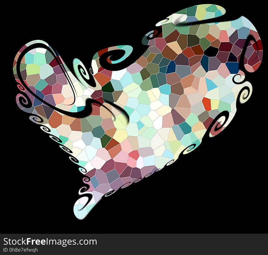 Isolated heart. Playful design on black background.