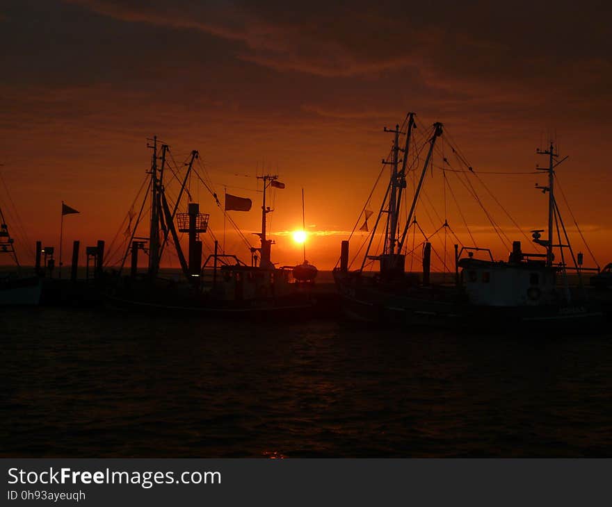 Sunset, Sky, Afterglow, Sea