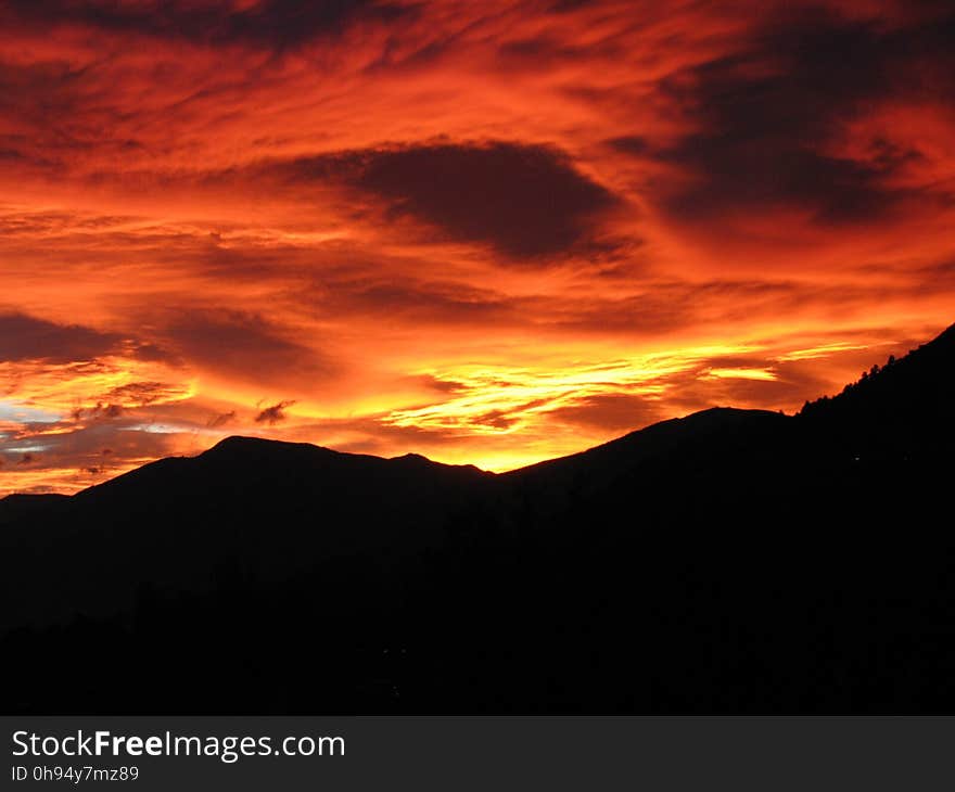 Sky, Afterglow, Red Sky At Morning, Sunset