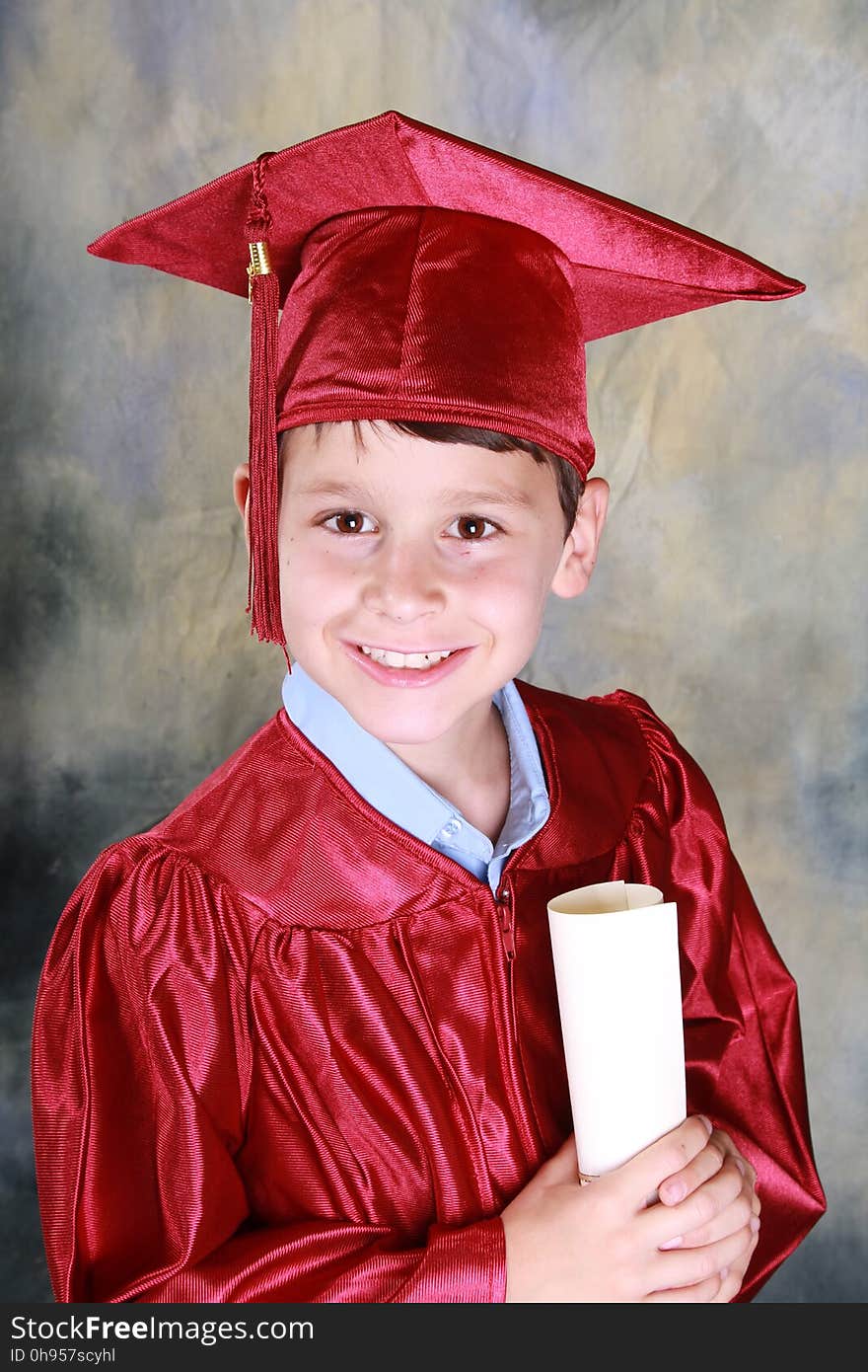 Academic Dress, Red, Graduation, Facial Expression