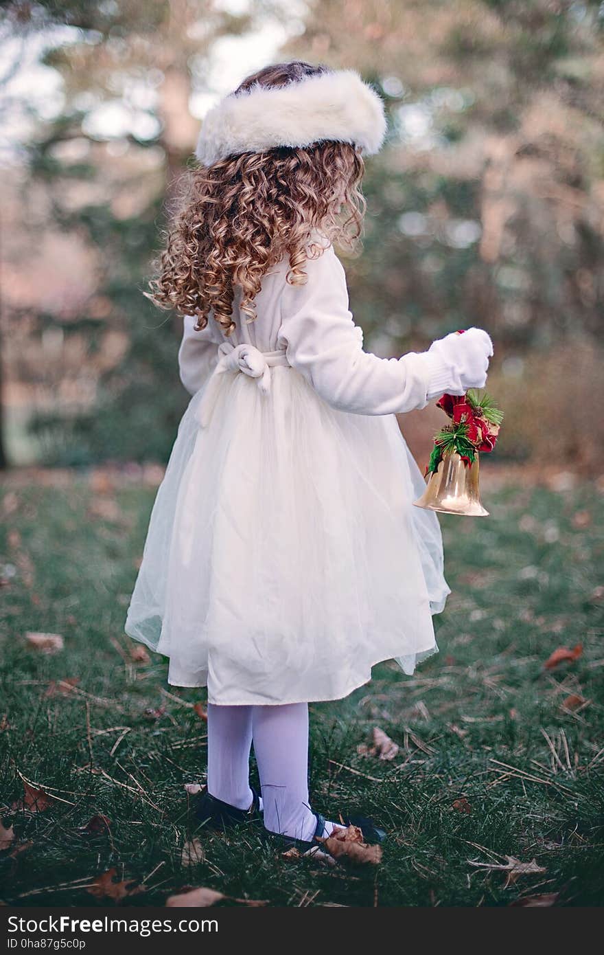 White, Pink, Girl, Gown