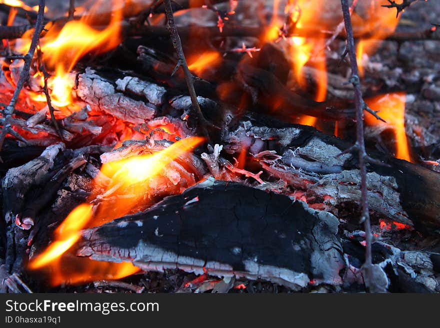 Fire, Campfire, Geological Phenomenon, Charcoal