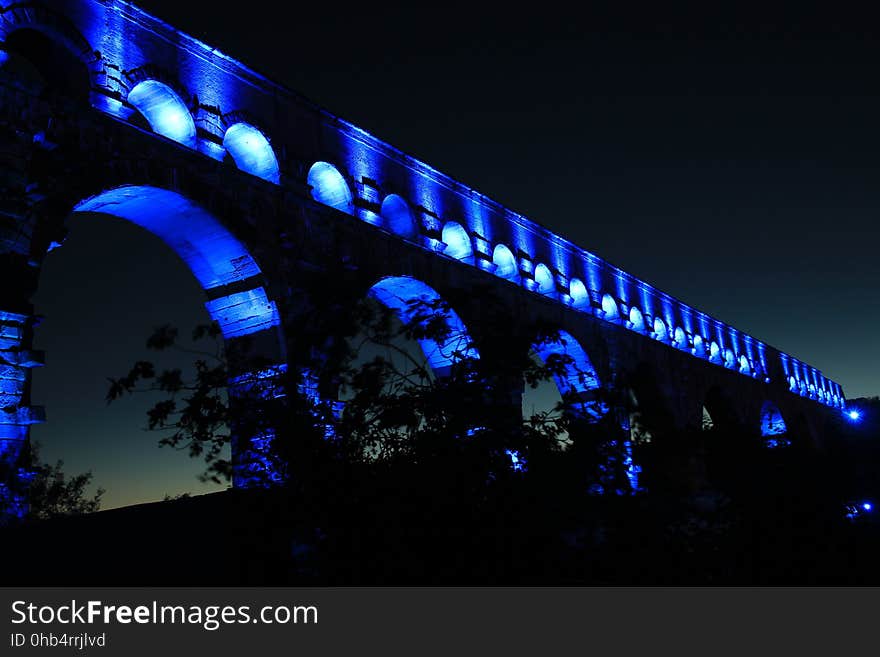 Blue, Night, Light, Architecture