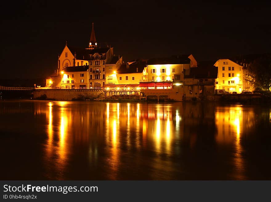 Reflection, Night, Landmark, City