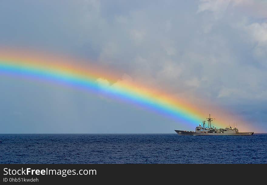 Rainbow, Sky, Sea, Horizon