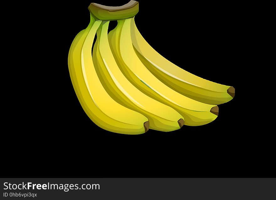 Banana, Banana Family, Yellow, Produce