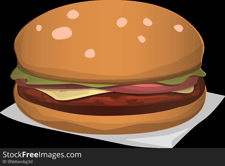 Hamburger, Orange, Cheeseburger, Food