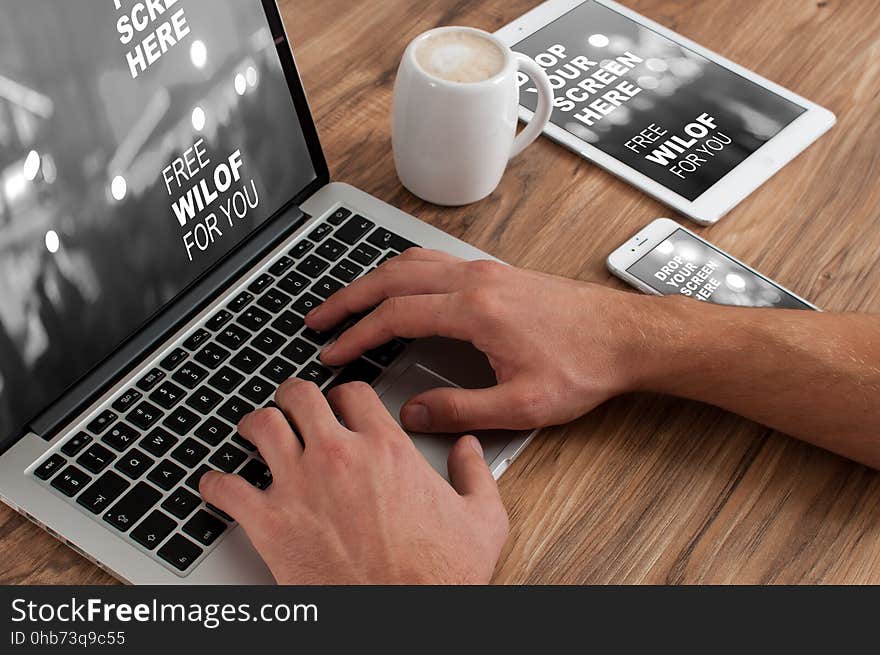 Computer Keyboard, Finger, Hand, Cup