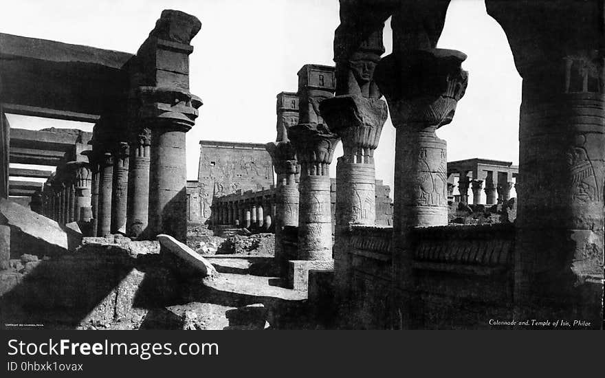 Philae 1912 view from the vestibule of Nectanebo. Taken by G.H.Graves 1912