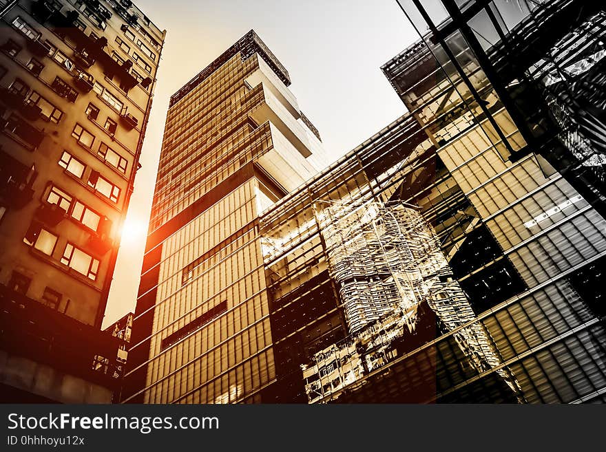 Modern business building with reflection of the building.