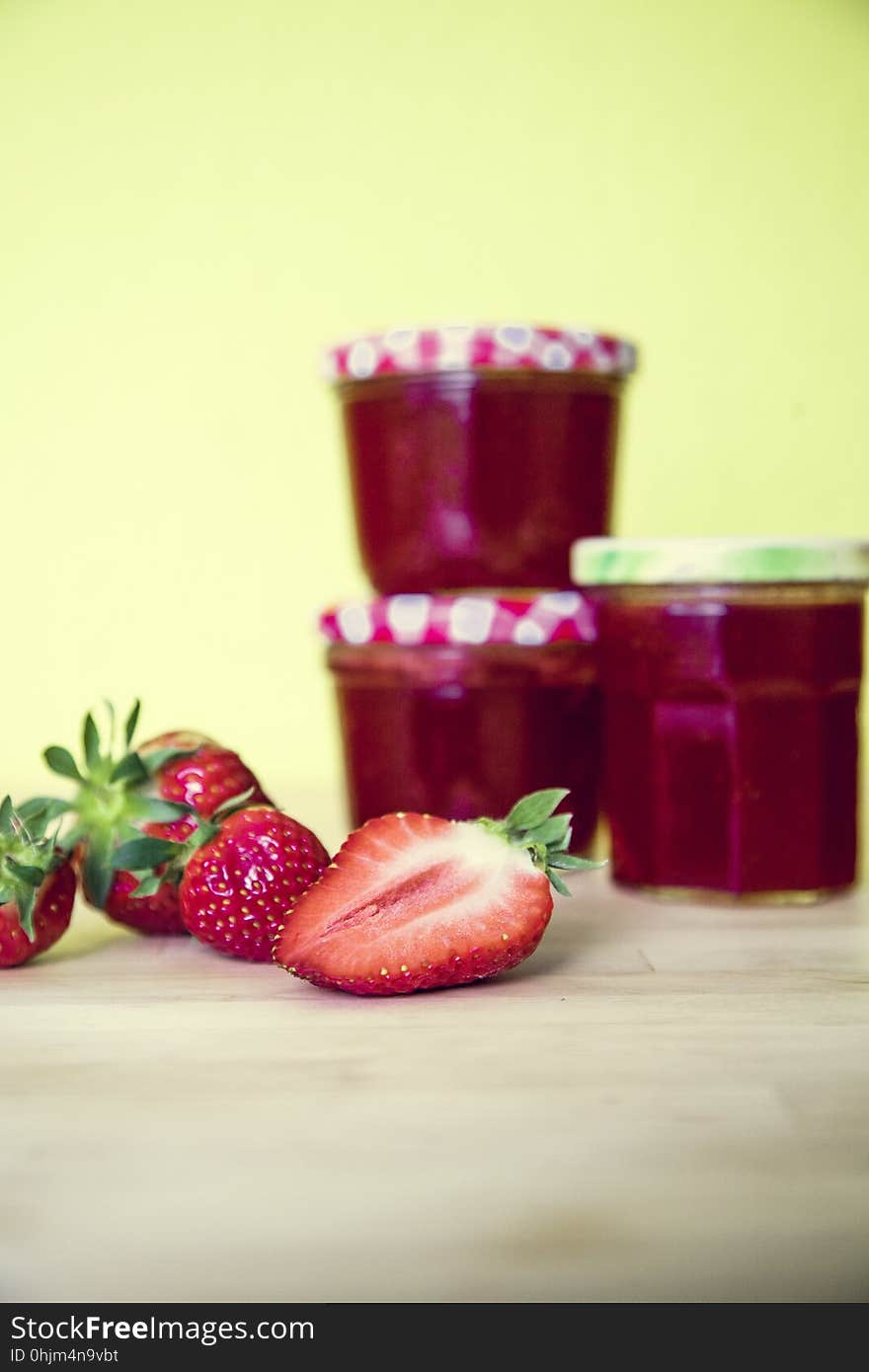 Strawberry, Strawberries, Fruit Preserve, Panna Cotta