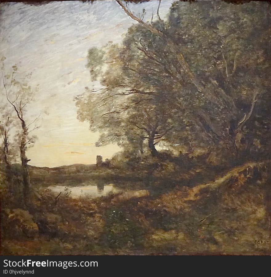 &#x22;Le soir. Tour lointaine&#x22;, Camille Corot, entre 1865 et 1870.