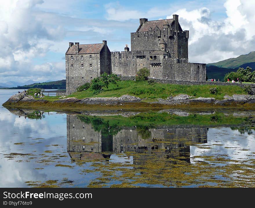 Reflection, Castle, Sky, Highland