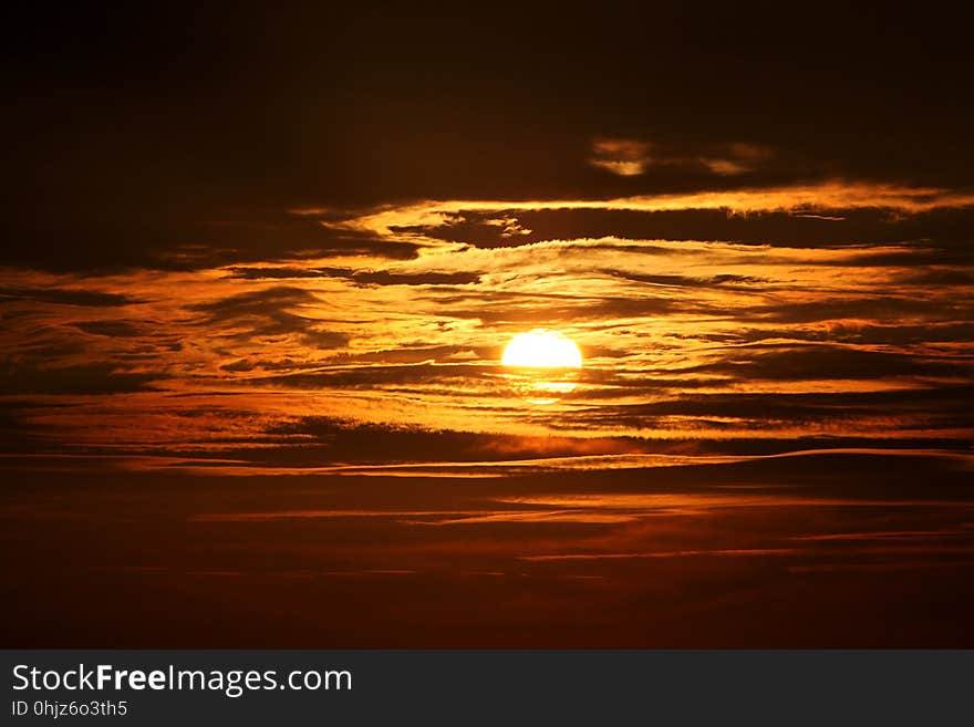 Sky, Afterglow, Horizon, Sun