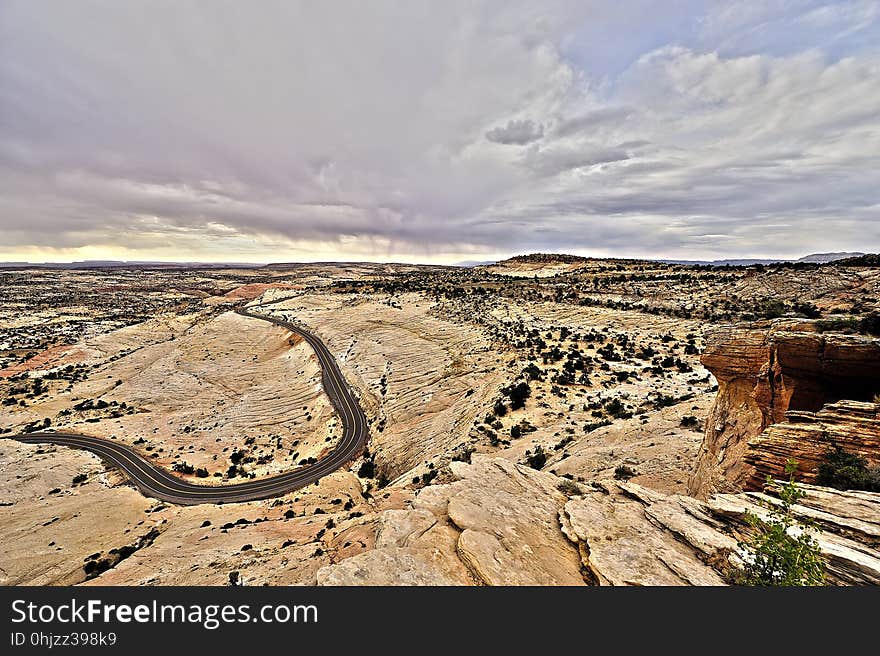 Cloud, Sky, Badlands, Rock