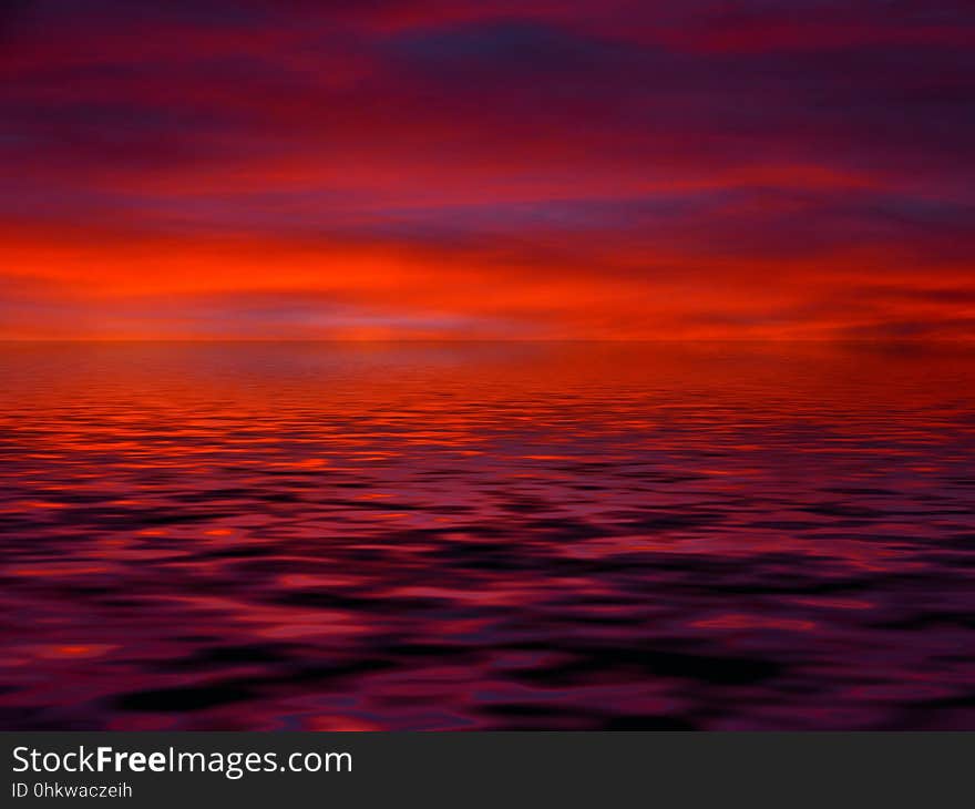 Red Sky At Morning, Afterglow, Horizon, Sky