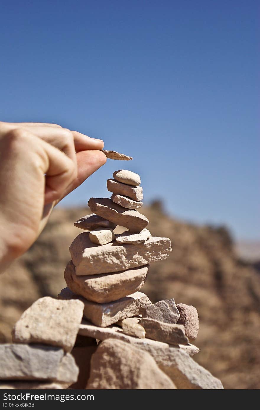 Rock, Sand, Sky, Hand