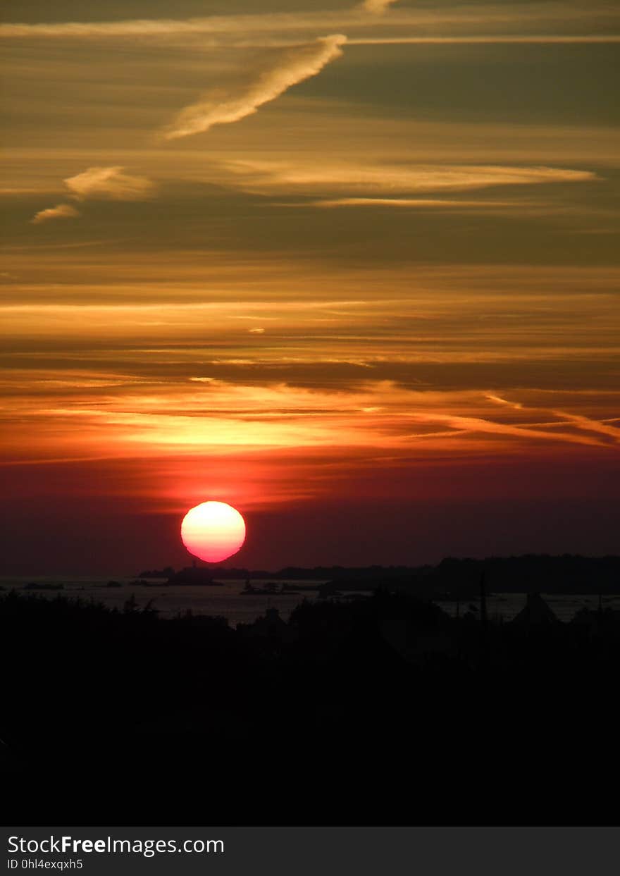 Sky, Afterglow, Horizon, Red Sky At Morning