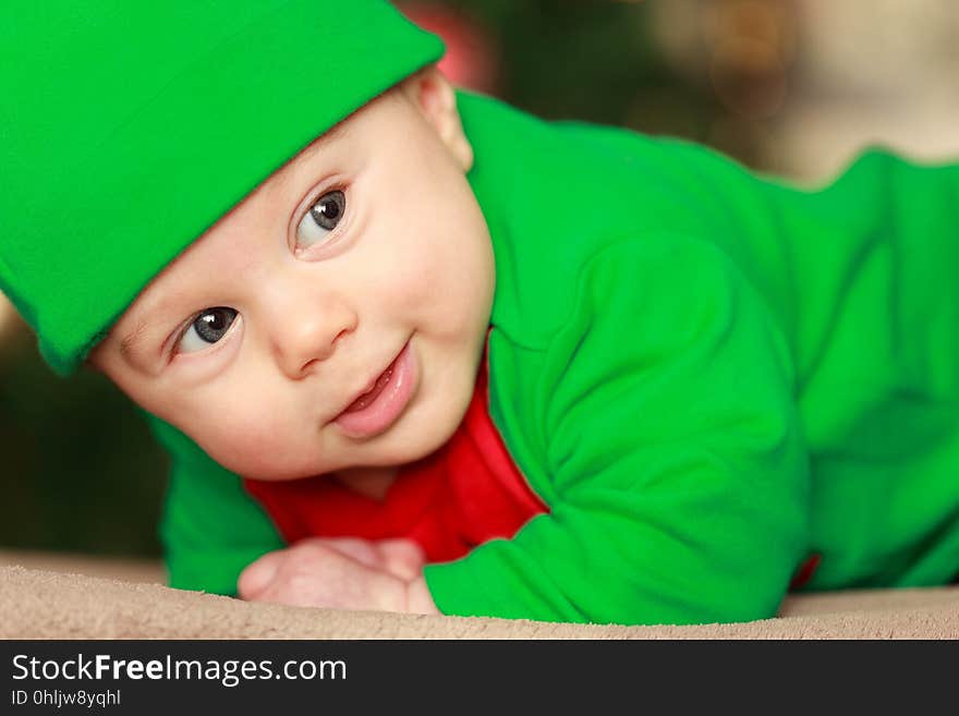 Child, Green, Face, Red