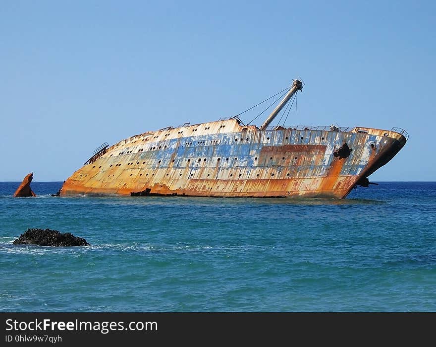 Water Transportation, Shipwreck, Sea, Watercraft