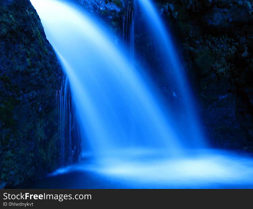 Water, Blue, Nature, Waterfall