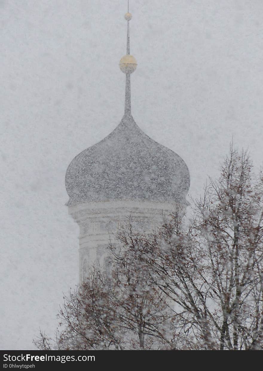 Spire, Snow, Steeple, Winter