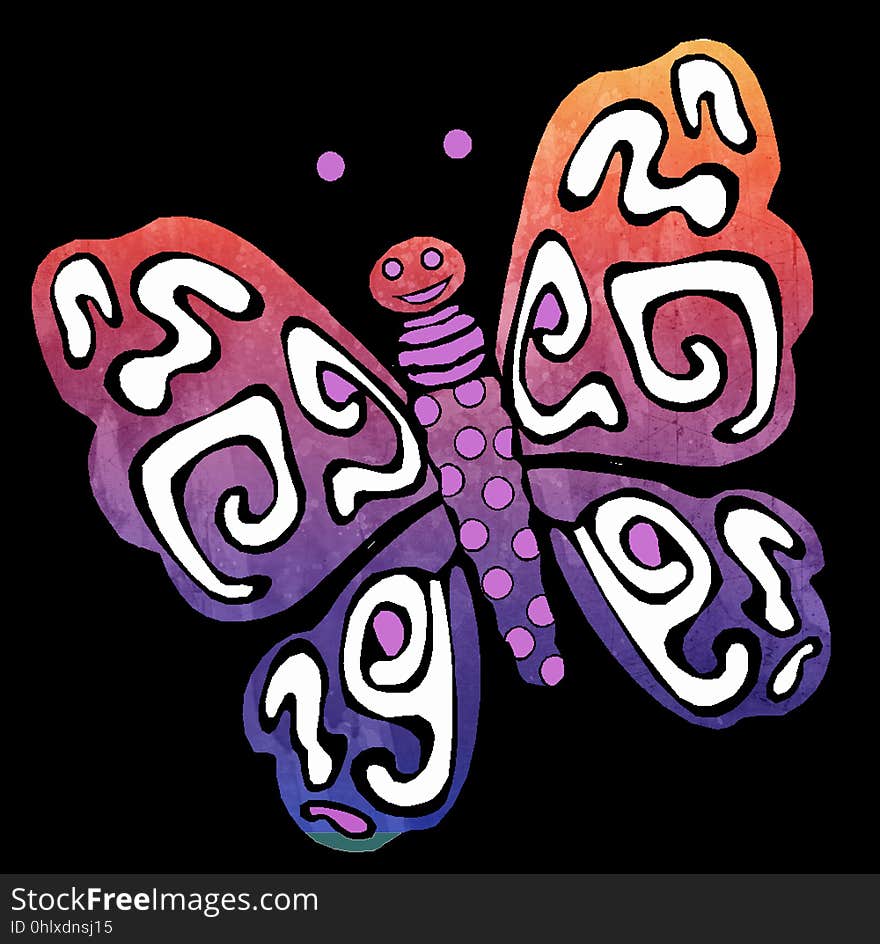 Pink, Butterfly, Moths And Butterflies, Text