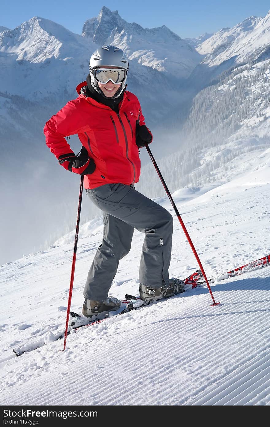 Ski Pole, Ski, Skiing, Mountain Range