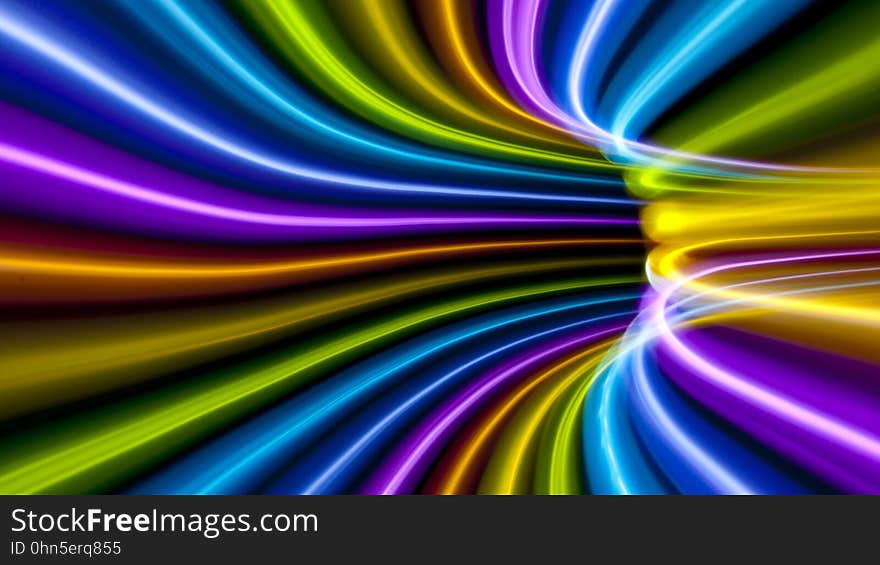 Abstract of colorful light lines on black. Abstract of colorful light lines on black.