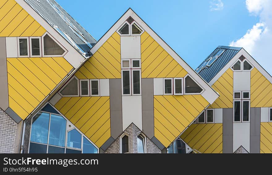 Low Angle View Of Cube Houses Against Sky. Low Angle View Of Cube Houses Against Sky