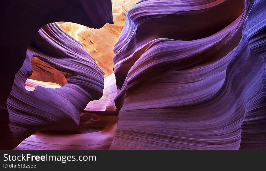 A view inside an eroded slot canyon.