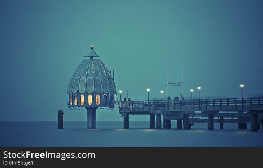 An diving bell, Tauchgondel, a dock in Zingst, Germany. An diving bell, Tauchgondel, a dock in Zingst, Germany.