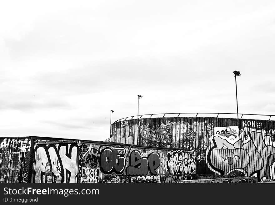 Sky, Street light, Cloud, Style, Black-and-white, Art