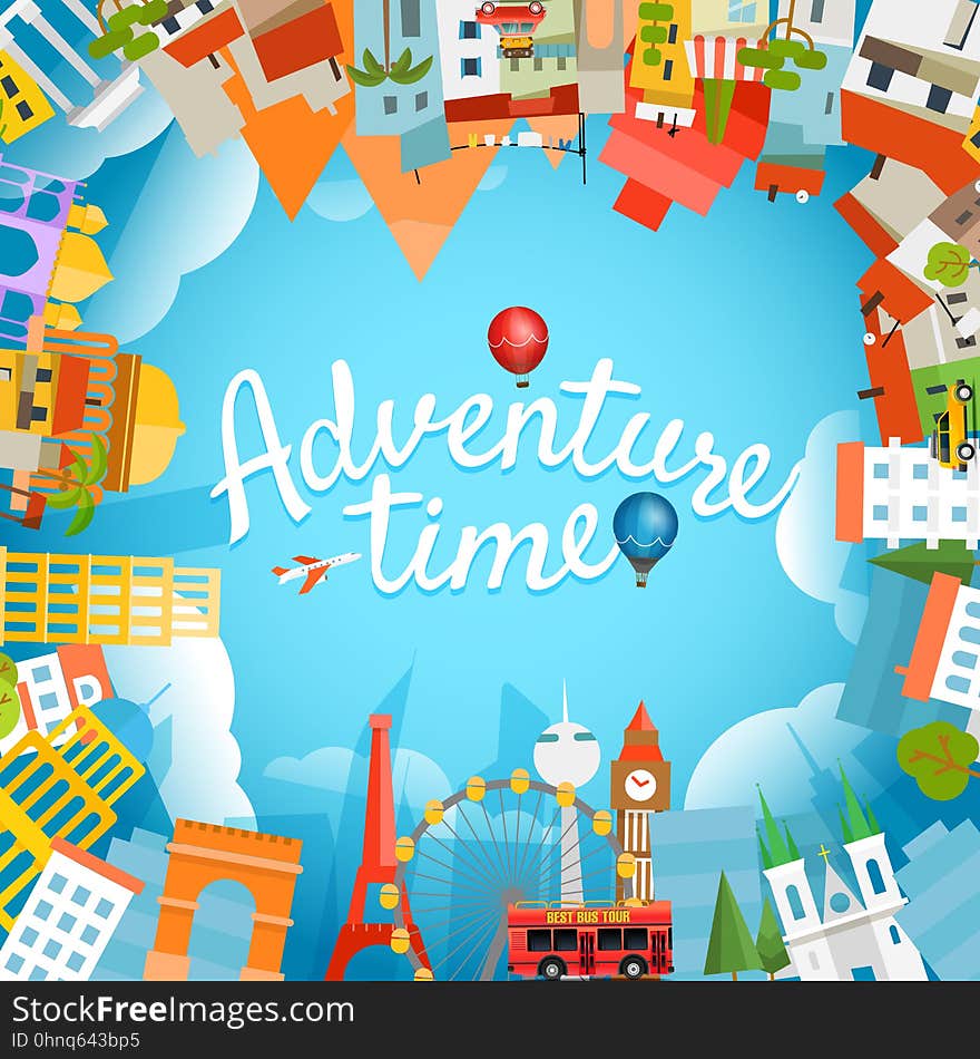 Adventure time vector illustration. Travel concept