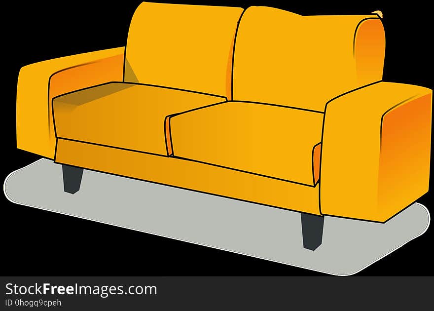 Furniture, Yellow, Couch, Orange